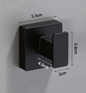 Juego de Ganchos y Rieles Minimalistas Negros para Baño, Barra Rectangular para Toallas, Jabonera, Acero Inoxidable con Recubrimiento en Polvo - Product Image 3