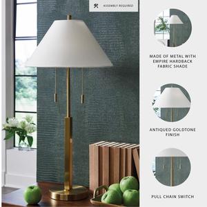 Contemporary Metallic Brass <b>Table</b> Lamp with <b>Slim</b> Design for Console Lighting - Product Image 2