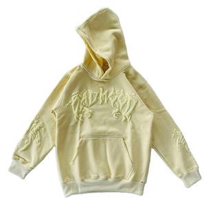 Pantalones de chándal con capucha recortada de corte regular para hombre, de peso pesado 3D Sudadera con capucha, letras bordadas, estampado de espuma, otoño - Product Image 6