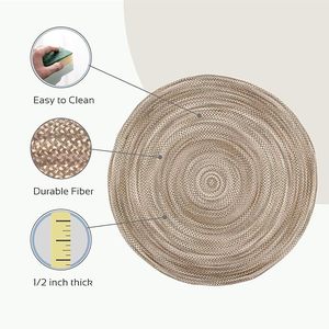 Tapis rond en jute naturel tressé 2026 avec support en toile de coton pour salon, camping, intérieur et extérieur - Product Image 3