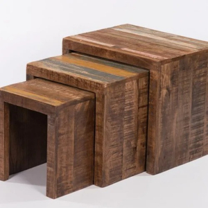 Rustic Reclaimed Wood Nesting <b>Stools</b> Stackable Modern Home Furniture for Living Room Ottoman and <b>Stool</b> Set - Product Image 1