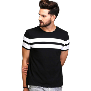 Camiseta de Manga Corta para Hombre, Cuello Redondo, Color Negro y Blanco, Corte Ajustado, Informal, de Lona No Tejida, Ecológica, de Secado Rápido y Transpirable - Product Image 2