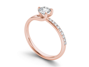 Anillo de Oro Sólido de 14K con Diamante Cultivado en Laboratorio de 1CT, Corte Brillante Redondo, Diseño Asimétrico Bypass, VS VVS EF, para Uso Diario, Bodas, Tendencia - Product Image 6