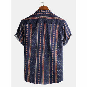 Chemises à manches courtes pour hommes, style plage d'été, imprimées de motifs floraux et géométriques, séchage rapide, écologiques, vente en gros sur mesure - Product Image 4