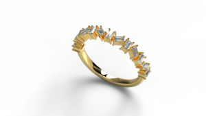 Anillo de Boda con Diamantes Corte Baguette, Anillo Apilable con Racimo de Diamantes, Joyería para Mujer, Diamantes Cultivados en Laboratorio - Product Image 3