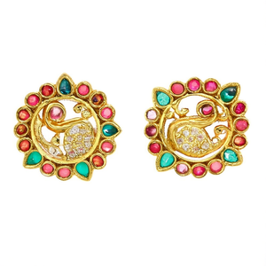 14k Gold Plated Bird Stud Earrings with Zircon Trendy Stainless Steel Jewelry - Product Image 2