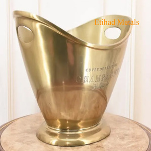 Vintage Brass Champagne Bucket Aluminum Wine Bottle <b>Cooler</b> - Product Image 3