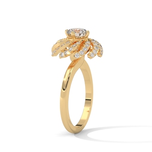 Women's Yellow Gold Diamond Engagement Ring Round Brilliant Cut Natural Diamonds Romantic Style - Product Image 2