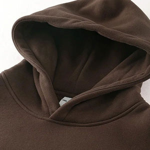 Premium <b>Mens</b> Hoodie Oversized 450GSM Chocolate Brown Boxy Fit Heavy Fleece <b>Pullover</b> Chest Logo Blank Sweatshirt Streetwear - Product Image 6