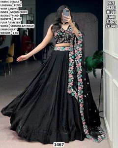 Lehenga Choli traditionnel en soie Zariya Heritage, longueur ras du sol, avec dupatta Bhandhani, pour Diwali et les mariages festifs - Product Image 3