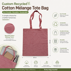 Sac fourre-tout en coton recyclé durable mélangé |   Sac de courses réutilisable et écologique pour le bureau, la vente au détail et la promotion - Product Image 6
