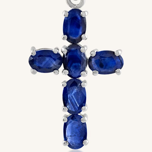 Colgante de Zafiro Azul en Plata de Ley 92.5 KLSP-50399 - Product Image 1