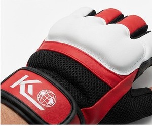 Guantes de Fitness Ligeros K de Medio Dedo, 0.5 kg, Rojos y Blancos, de Malla y Neopreno, con Correa Ajustable para la Muñeca, para Levantamiento de Pesas, Entrenamiento en Gimnasio, Unisex - Product Image 5