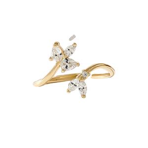 Anillo de diamantes de marquesa de pera personalizado de lujo 10K oro sólido diseño floral y estrella anillo de espacio abierto estilo clásico para fiestas de bodas - Product Image 4