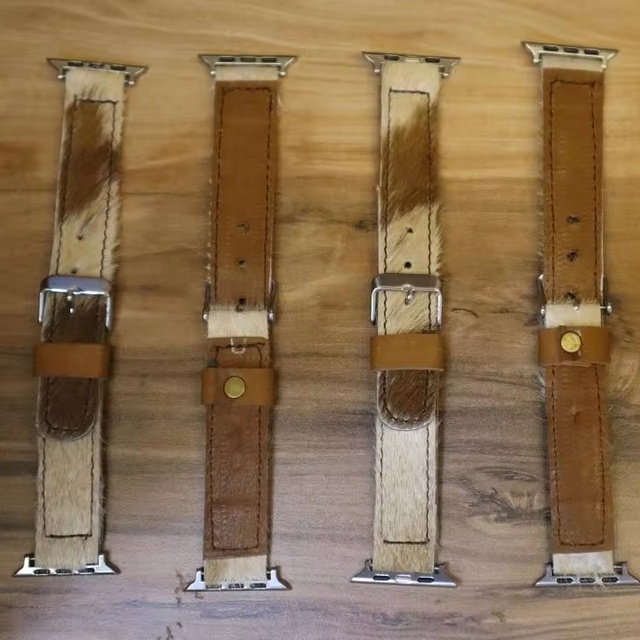 New Design Adjustable High Quality Hand-stitched Smartwatch Straps Top Grain Leather Watch Band