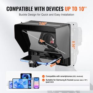 Prompter da Scrivania in Alluminio da 10 Pollici per Streaming Live con Spettroscopio Regolabile e Zoom Controllato a Distanza - Product Image 3