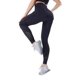 High Waist Knitted Leggings Full Length Solid Color Sporty <b>Stretch</b> Breathable Compression Women's Activewear - Product Image 2