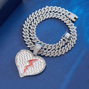 Collar con Colgante de Corazón Grande para Mujer, Estilo Hip Hop, Brillante, Plata 925, Diamante Moissanita, Joyería para el Día de San Valentín - Product Image 2