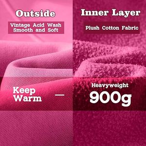 Sudadera de Mujer con Forro de Pana, Algodón Teñido Liso, Suave, Cálida, Transpirable, Antiarrugas, Estilo Formal, Vintage - Product Image 5