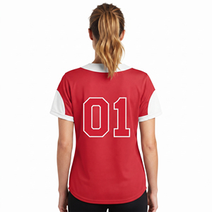 Camiseta de béisbol con botones para mujer, logotipo personalizado, camiseta de béisbol con cuello en V, manga corta, número personalizado, malla transpirable - Product Image 2