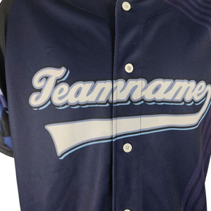 Camiseta de Béisbol Azul Personalizada con Nombre de Equipo para Hombre, Transpirable, 100% Poliéster, Sublimada, Impresión Digital OEM - Product Image 4