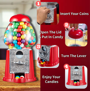 Kwang Hsieh 9" Red Mini Candy Dispenser <b>Gumball</b> <b>Machine</b> - Product Image 3