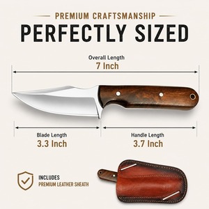 Cuchillo de Piel UMAR FAROOQ, Hecho a Mano, de Grado Industrial, Hoja Fija de Acero D2 de 7 Pulgadas, Punta de Gota, con Funda de Cuero, para Camping - Product Image 5