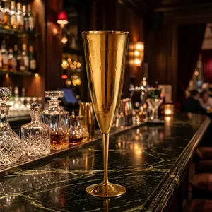 Elegant Gold Finish Brass <b>Champagne</b> <b>Flute</b> Handcrafted Metal Stemmed Goblet Luxury Drinkware <b>Wedding</b> Tableware Decorative Wine - Product Image 6