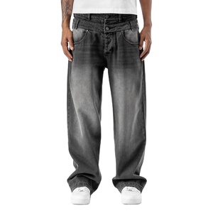 Custom Vintage <b>Men</b>’s Wide Leg Baggy <b>Carpenter</b> Style Cargo <b>Jeans</b> Mid Waist Straight Fit Streetwear Denim Pants Trousers - Product Image 1