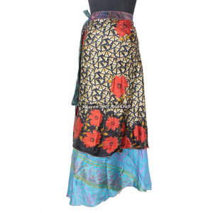 New Indian Long <b>Wrap</b> <b>Skirt</b> Women Wear Vintage Silk Sari Long Length <b>Wrap</b> Around <b>Skirt</b> 2 Layer Reversible Saree Bohemian Magic - Product Image 6