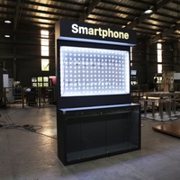 Comptoir d'exposition pour magasin de téléphonie mobile, verre trempé, métal, robuste, vitrine de vente au détail, LED, taille et couleur personnalisables |   Service OEM