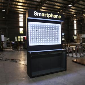 Mostrador de Exhibición para Tienda de Celulares, Vidrio Templado, Metal Resistente, Vitrina para Minoristas, LED, Tamaño y Color Personalizables |   Servicio OEM - Product Image 2
