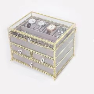 Classic Collection Metal & Glass Jewelry <b>Box</b> Premium <b>Trinket</b> Case for Jewelry Rings Earrings Necklace Bracelet Vanity Decor - Product Image 6