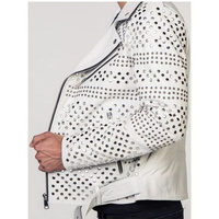 Veste de motard unisexe en cuir noir style punk, style vintage, en cuir de vache véritable, écologique, coupe-vent, respirante