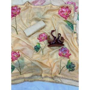 Nueva Colección Exclusiva de Chales con Diseño Floral Hecho a Mano, Elegante Diseño de Saree - Product Image 2