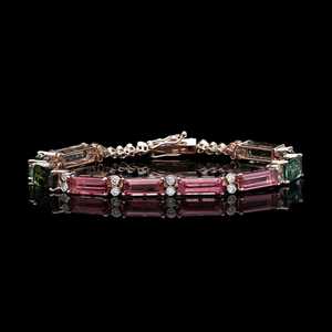 Tourmaline <b>Bracelet</b> 925 Sterling <b>Silver</b> 14K Gold Plated Natural Gemstone Jewelry Women Elegant <b>Adjustable</b> Gift Vintage IGI - Product Image 5