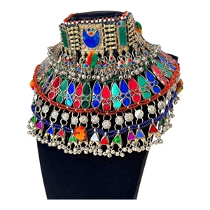 Nouveaux designs, multicolores, ensembles de bijoux vintage afghans Kuchi, pour mariage et fêtes 2026, collier de bijoux afghans faits à la main pour femmes - Product Image 1