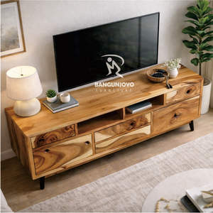 Gabinete de Almacenamiento de Madera Maciza SUAR con Diseño Moderno y Minimalista, Duradero, para Sala de Estar - Product Image 4