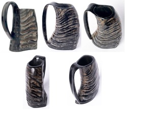 Vente en gros de mugs en corne de viking de haute qualité B.S INTERNATIONAL, cornes à boire écologiques en corne de bœuf avec couvercle en bambou pour la bière et le camping - Product Image 3