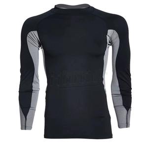 เสื้อรัดรูปแขนยาวสำหรับผู้ชาย สีดำเทา บล็อกสี แห้งเร็ว ผลิตจากผ้าสแปนเด็กซ์และโพลีเอสเตอร์ - Product Image 4