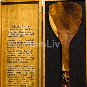 Spatule en bois de teck naturel Malika Batik, spatule de cuisine en bois, ustensile décoratif, cadeau, vaisselle pour la maison, cuisine, artisanat fait main - Product Image 6
