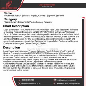 Tijeras Wilkinson para Lifting Facial, Curvas y Anguladas, SuperCut, Instrumento Quirúrgico de Acero Inoxidable, Herramienta de Corte de Precisión - Product Image 5