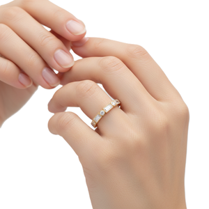 Bague de luxe en or massif 10K 14K plaqué, sertie de diamants de laboratoire taille baguette et ronds, et de moissanite, empilable, pour mariage et fiançailles - Product Image 6