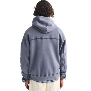 Sweat-shirt à col zippé bleu délavé personnalisé pour homme, streetwear premium, fabricant de vêtements à marque privée, fournisseur en gros - Product Image 2
