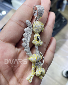 Pendentif en argent 925 motif dessin animé avec sac à monnaie, personnalisé, serti de moissanite, bijoux hip-hop en argent sterling 925 - Product Image 3