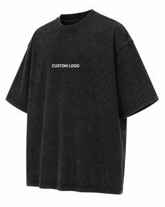 เสื้อยืดคอกลมแขนสั้นผ้าฝ้ายสีดำทรงโอเวอร์ไซส์สำหรับผู้ชาย พิมพ์โลโก้ได้ตามต้องการ สวมใส่สบายทรงลำลอง - Product Image 2