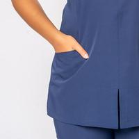 Tenues d'infirmière élégantes et tendance pour femmes, avec logo personnalisé, ensembles de tuniques et blouses souples et extensibles pour spa, salon de beauté