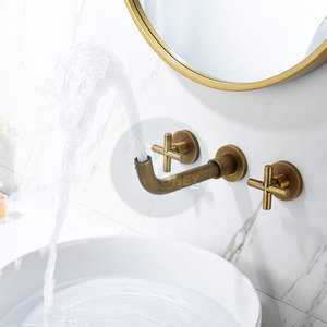 Robinet de salle de bain mural en laiton chromé à double poignée pour bain et douche, vente en gros - Product Image 5