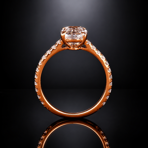 Bague de fiançailles en diamant de laboratoire taille coussin allongée de 3 carats, en or rose 14K 18K, pavée, solitaire, pour femme - Product Image 4