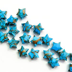 Cuivre naturel Turquoise forme d'étoile sculpté à la main breloques Turquoise pierre précieuse en vrac sculpture pour la fabrication de bijoux au prix de gros - Product Image 4